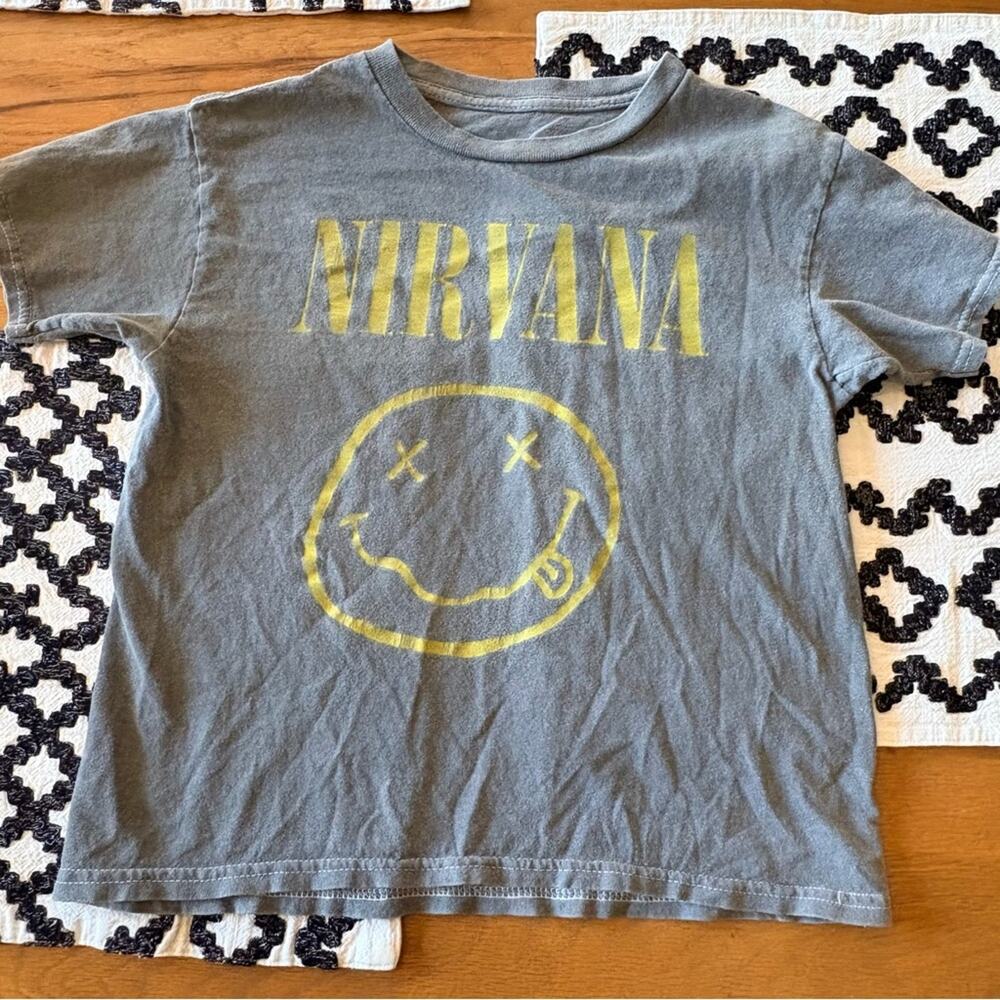 NIRVANA Gray Band Tee shirt Yellow Graphic kids girls size small S